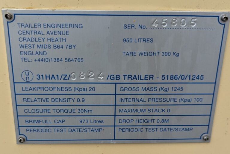 TRAILER ENGINEERING 950 LITRE BUNDED BOWSER - Image 10